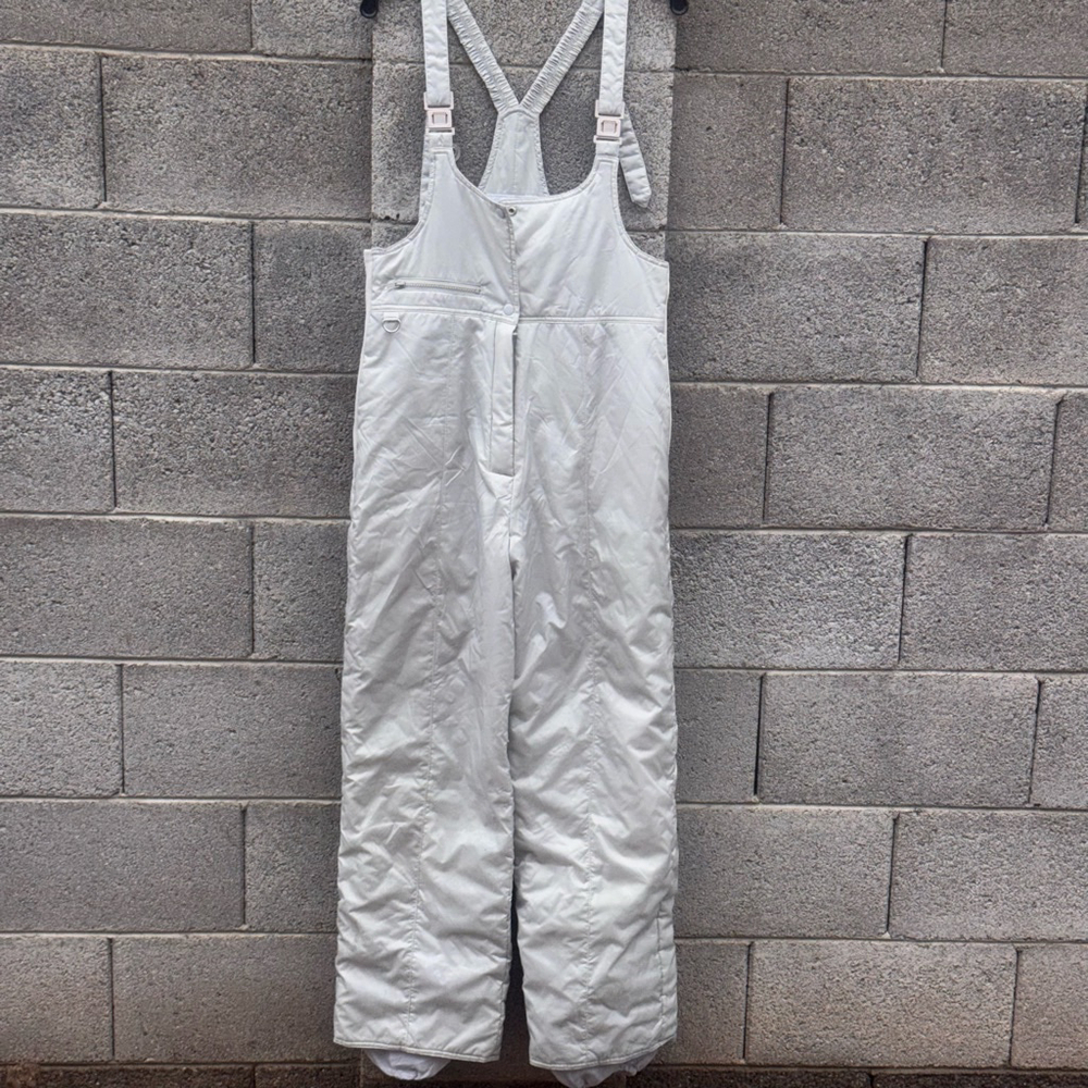 JCPenney Silver Ski Wear Overalls size L. FLAWED